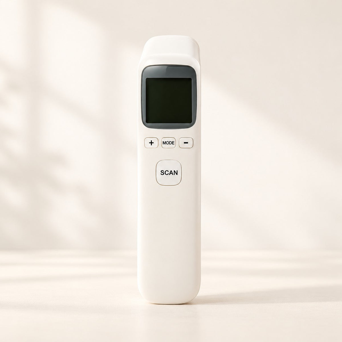 CK-T1803 white handheld infrared forehead thermometer with digital display and scan button
