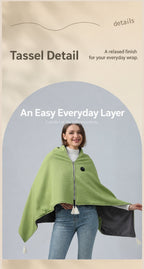 Heated shawl design and wrap styling shown by the supplier