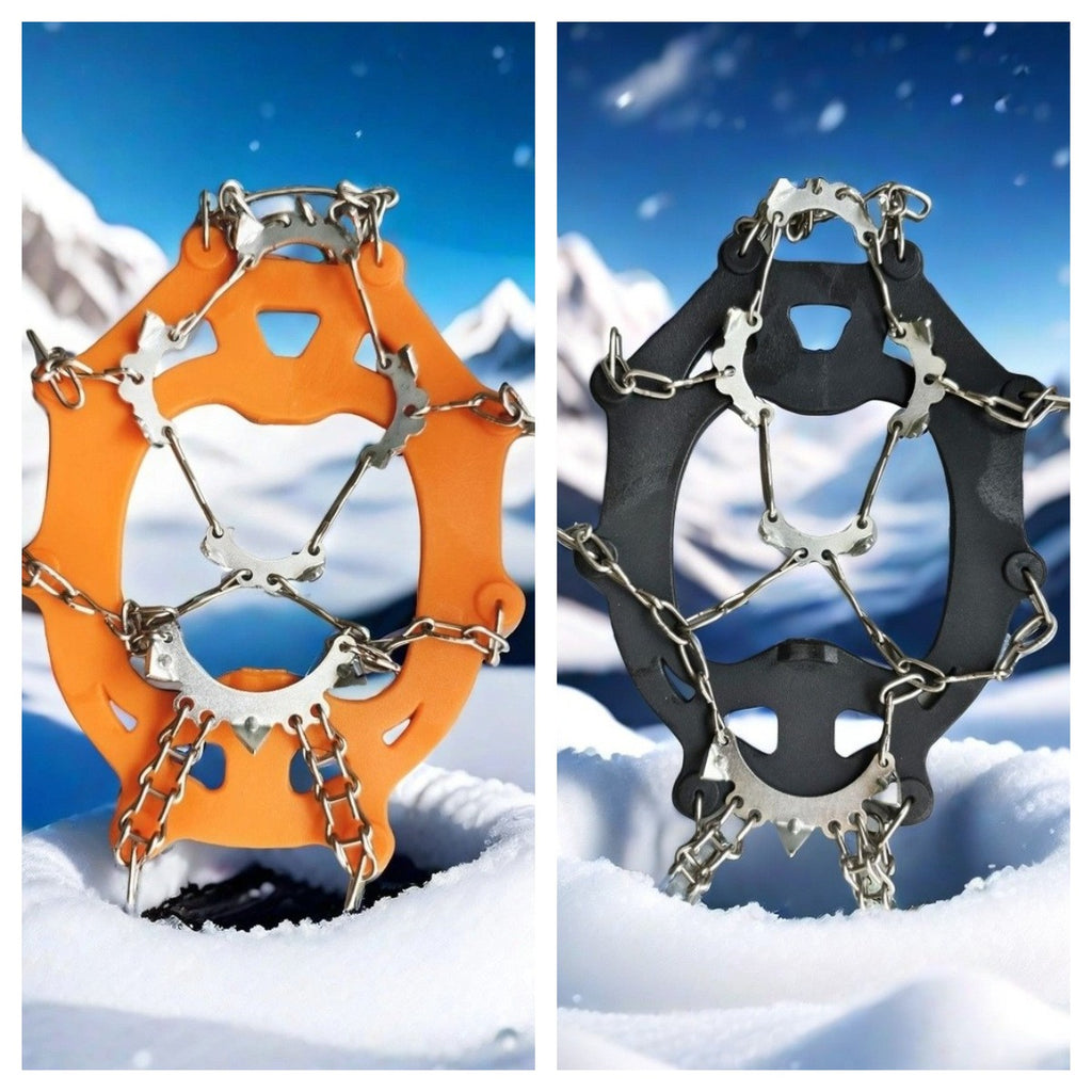 Children's 11-point chain ice grips - shared orange and black reference, colour requires confirmation