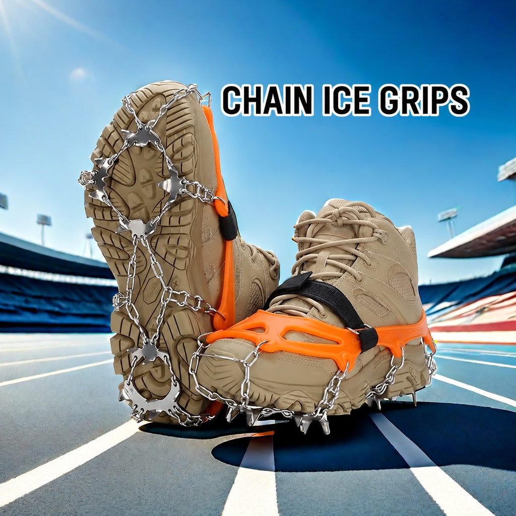 18-Point - Orange chain ice grips - M - 35-39 and L - 40-45 supplier size reference