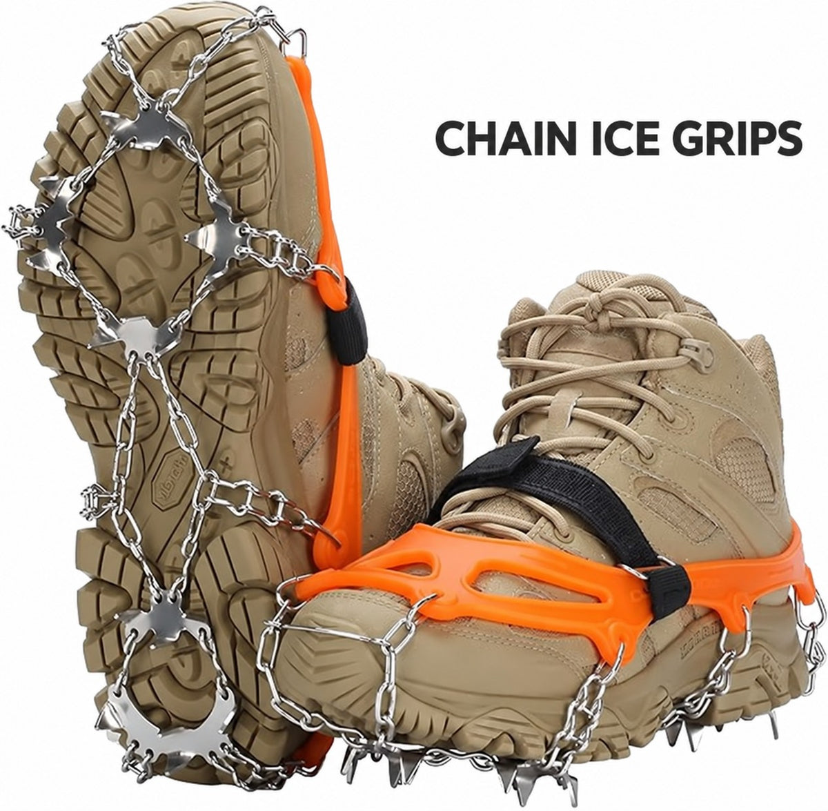 19-Point - Orange chain ice grips - M - 35-39 and L - 40-45 supplier size reference