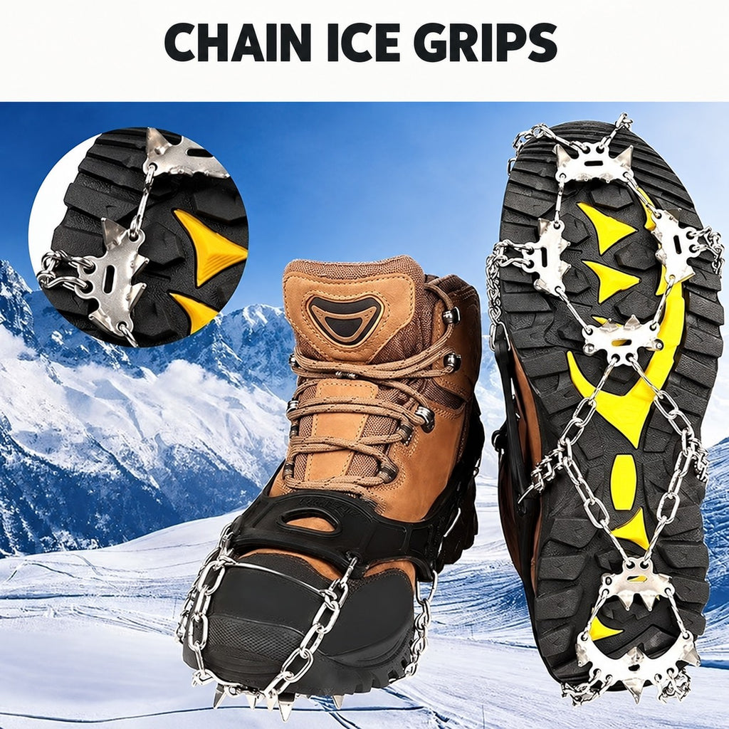 24-Point - Black chain ice grips - M - 35-39 and L - 40-45 supplier size reference