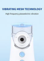 Front view of the nebulizer clear liquid cup and vibrating mesh opening