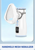 Handheld mesh nebulizer with transparent reservoir, mask and digital display