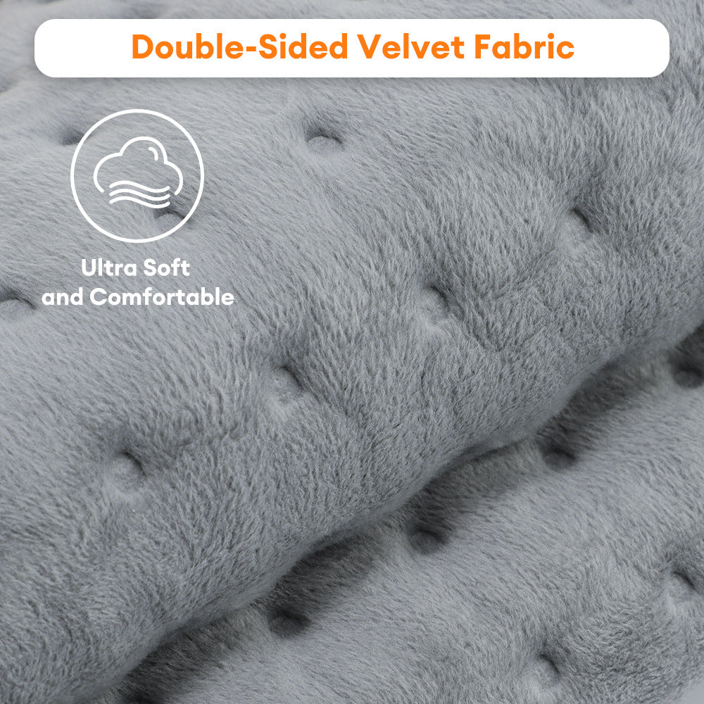 Close-up of the grey dimpled fabric on the heating pad