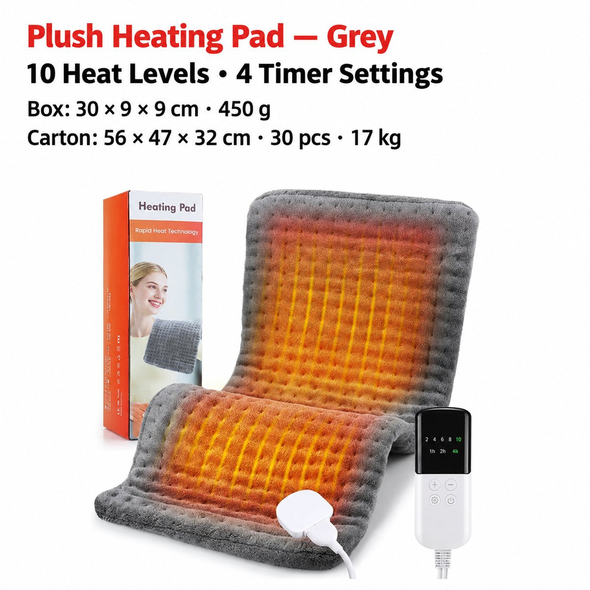 2026 plush grey heating pad and controller