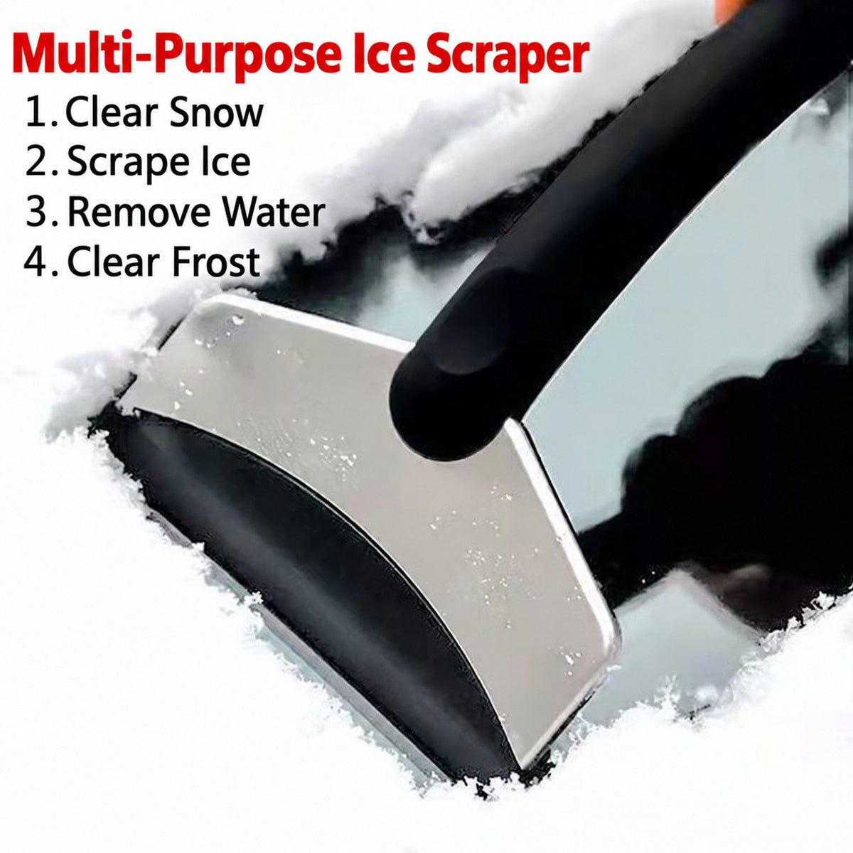 Stainless Steel Reinforced Scraper - Short car snow-clearing tool