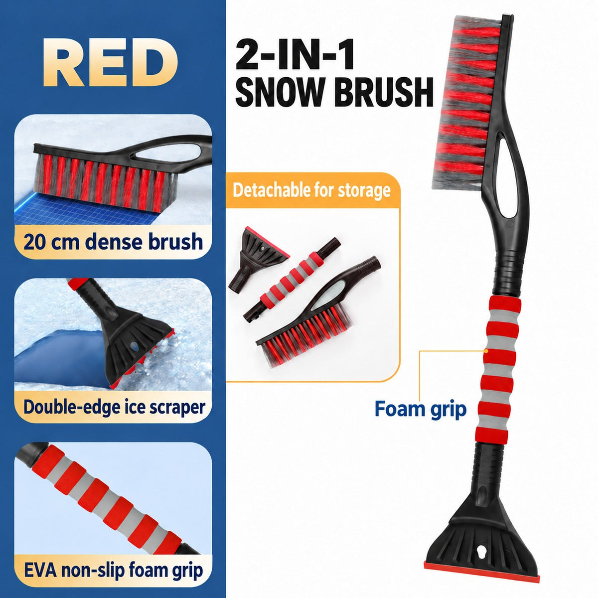 DR108 2-in-1 - Red car snow-clearing tool