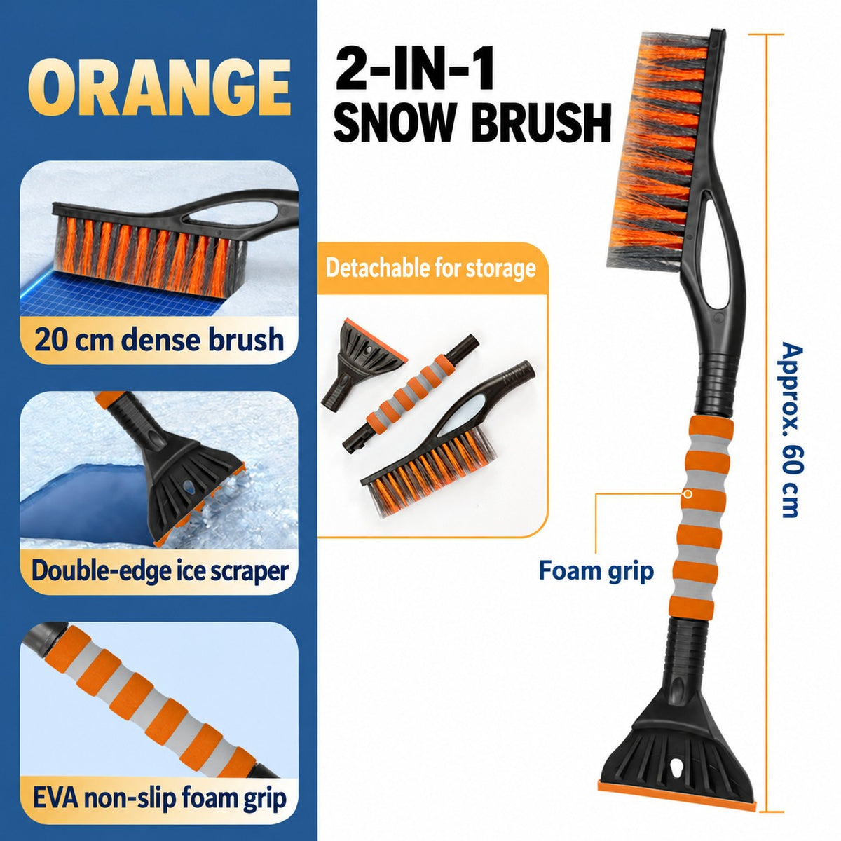 DR108 2-in-1 - Orange car snow-clearing tool