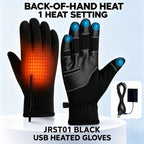 JRST01 Black - Back-of-Hand Heat - 1 Setting USB heated gloves