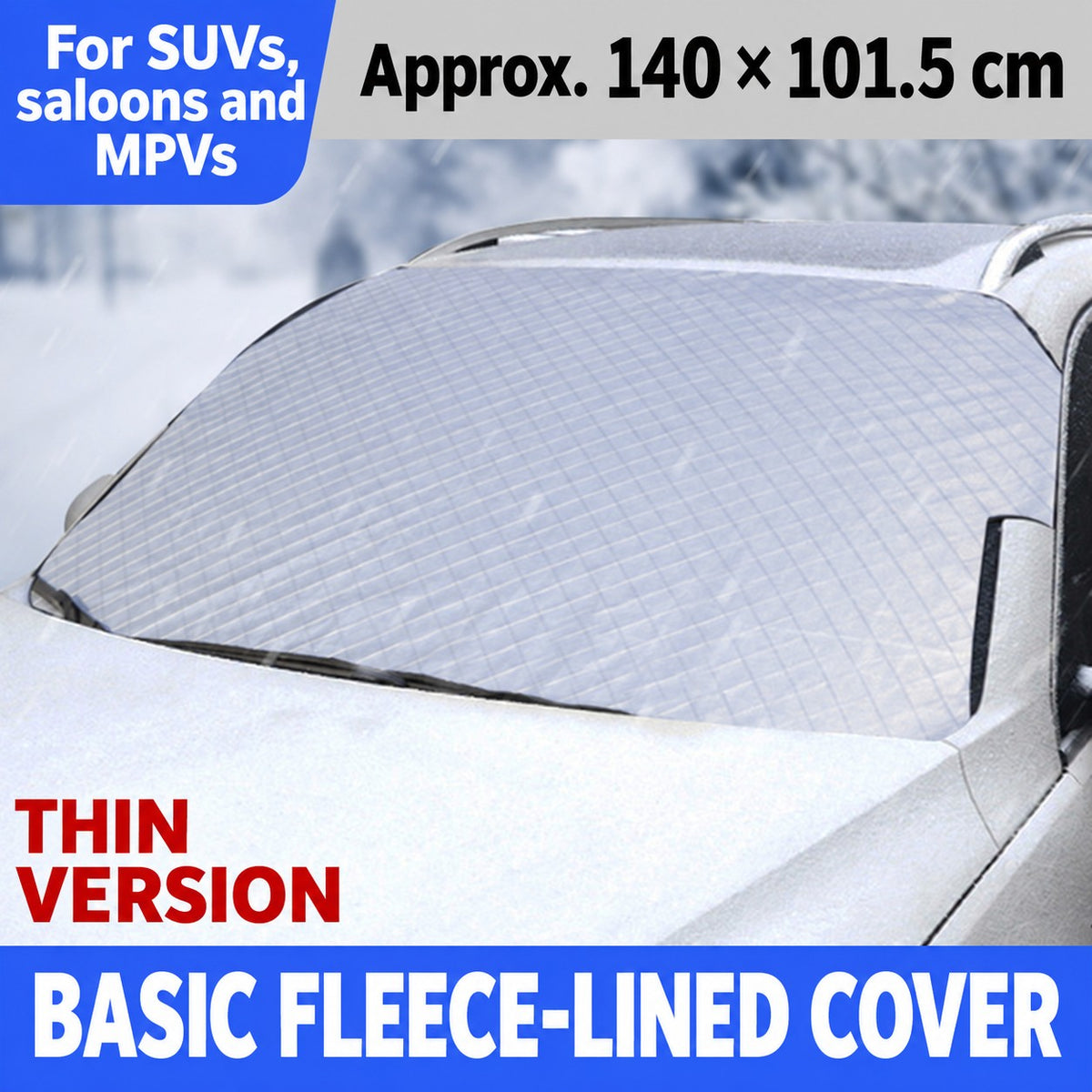 Thin basic fleece-lined windscreen cover - Approx. 140 × 101.5 cm