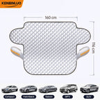 Silver quilted windscreen cover with mirror covers - 160 × 116 cm