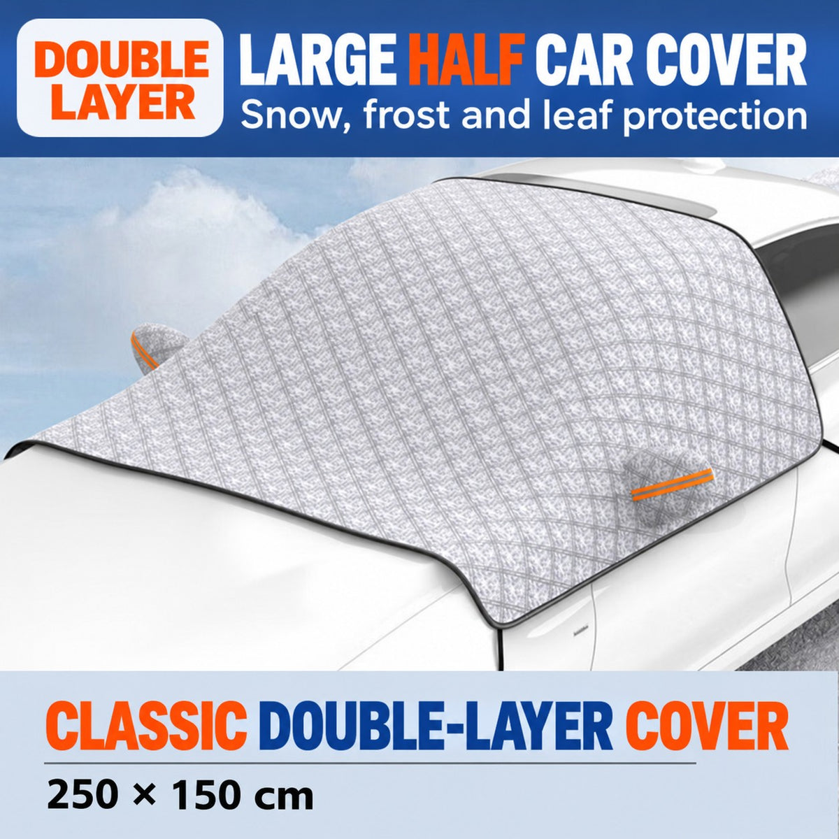 Double-layer half car cover - 250 × 150 cm