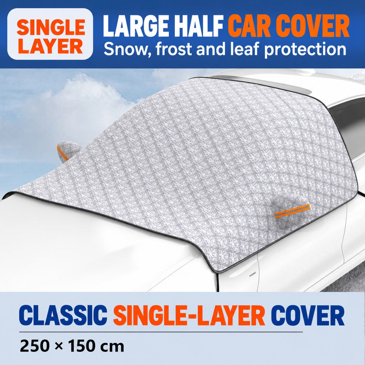 Single-layer half car cover - 250 × 150 cm