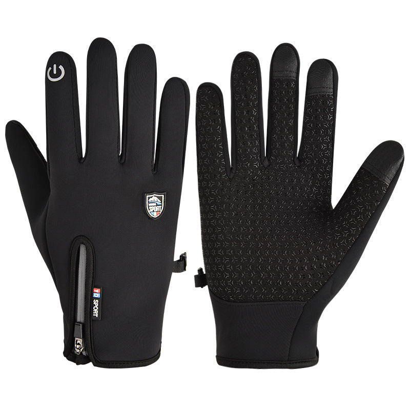 DQX003 Black - Unheated winter gloves with a zipped cuff