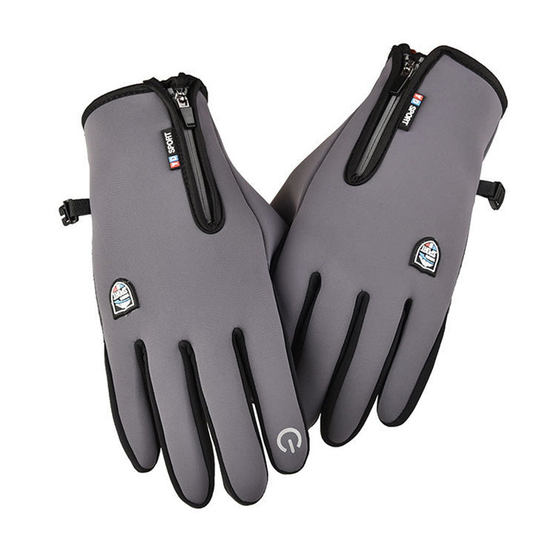DQX003 Grey - Unheated winter gloves with a zipped cuff