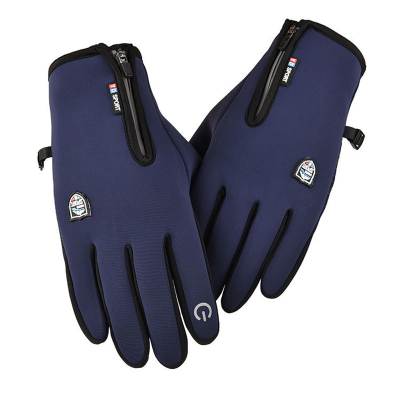 DQX003 Blue - Unheated winter gloves with a zipped cuff