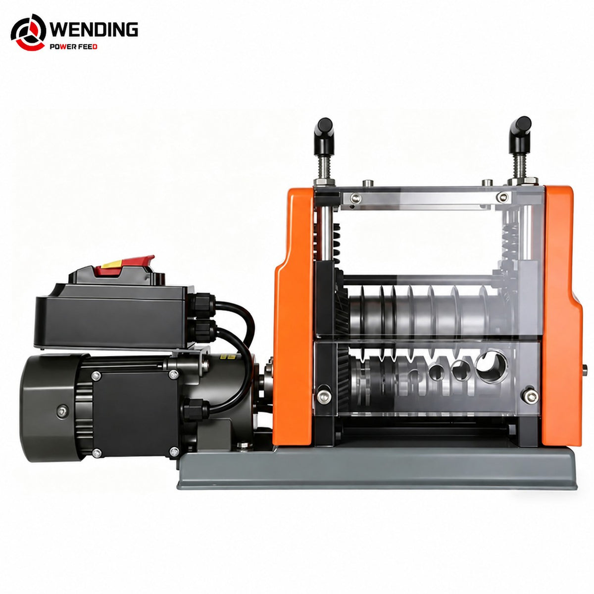 Wending 038wd orange electric wire stripping machine with black motor and transparent front guard