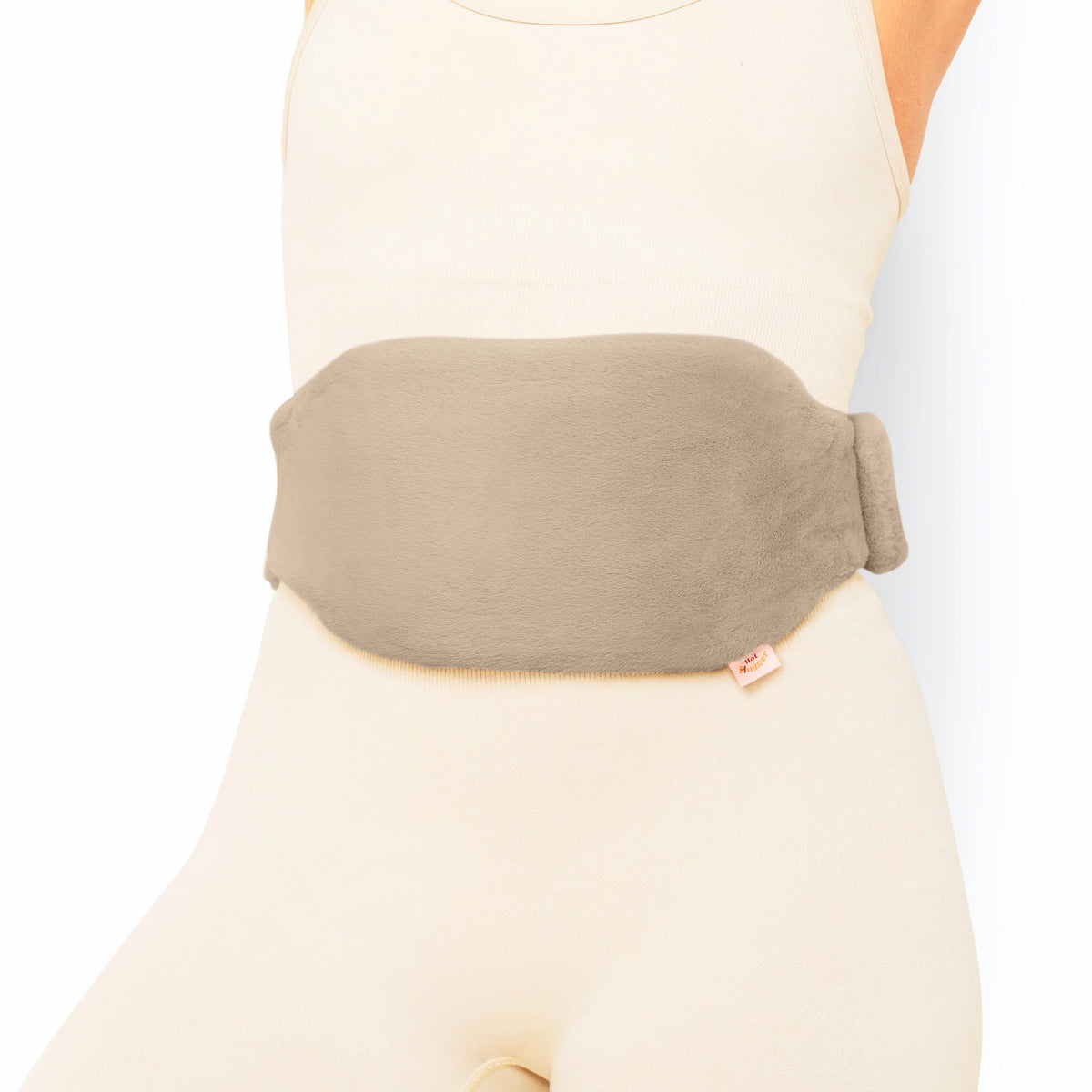 Hot Hugger wearable hot water bottle cover worn around the waist