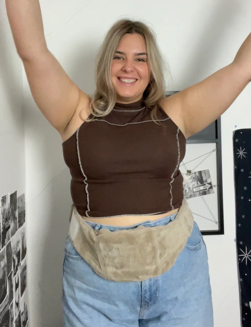 Hot Hugger wearable cover styled with jeans